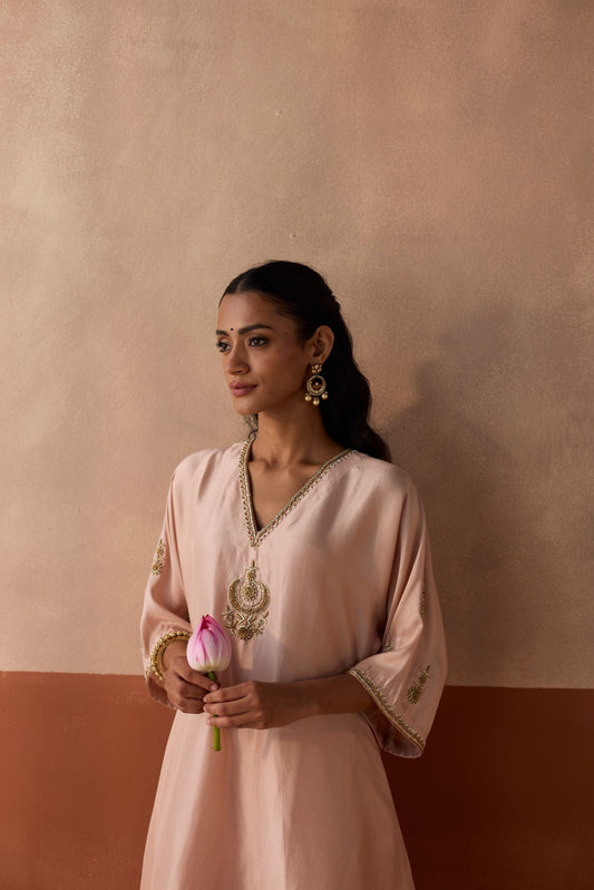 Plain Chaand Kaftan - Blush Pink