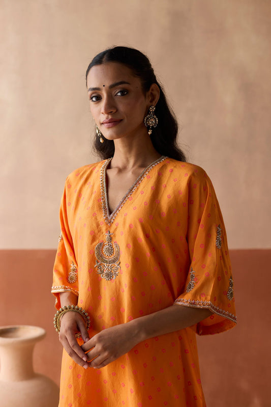 Butti Chaand Kaftan - Marigold
