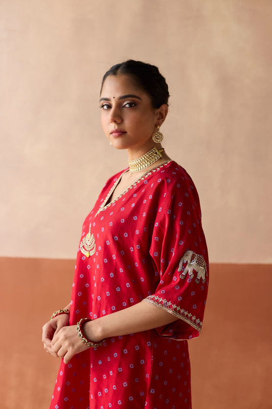 Royal Elephant Kaftan - Ruby Red