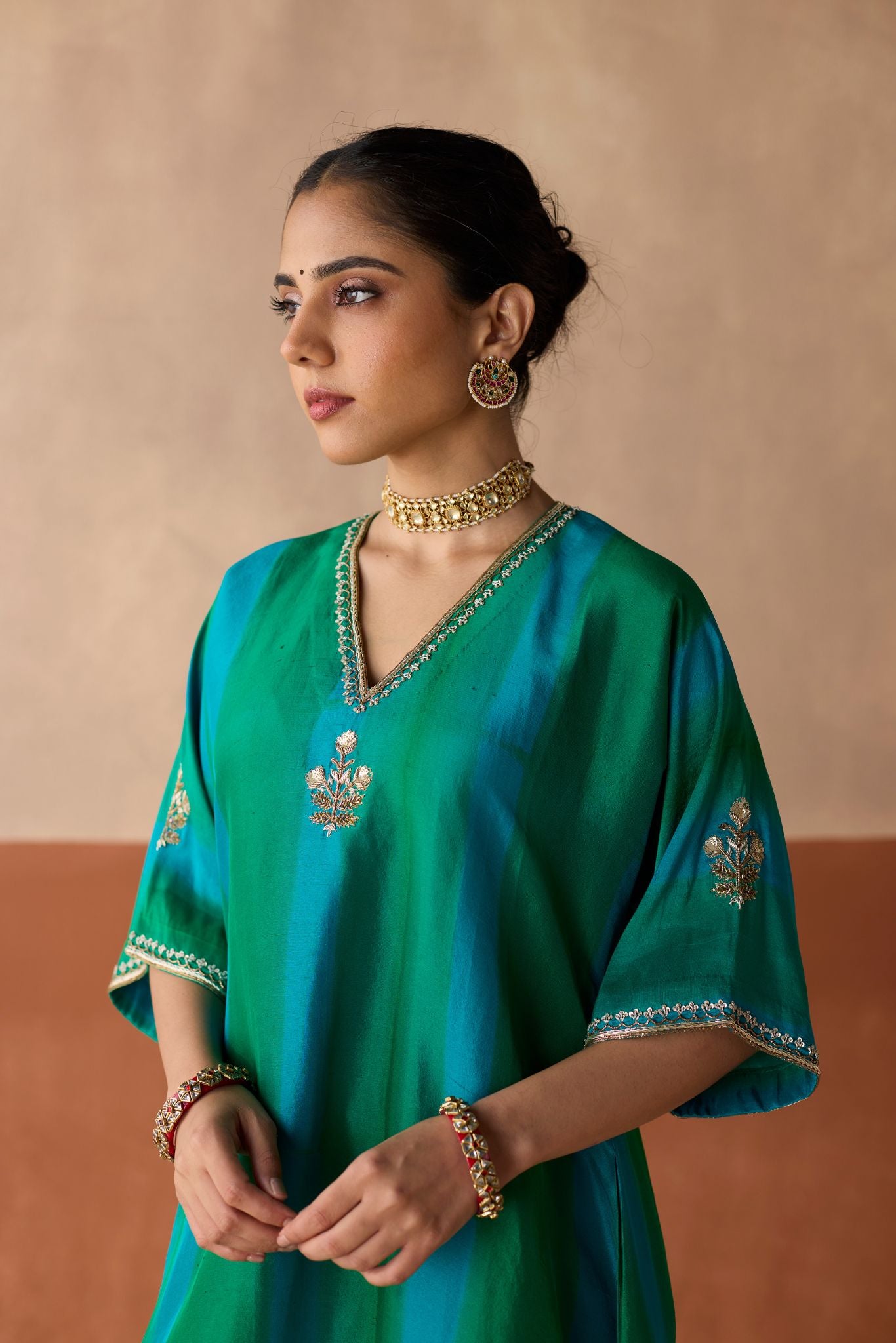 Tie Dye Kaftan - Emerald Green + Blue