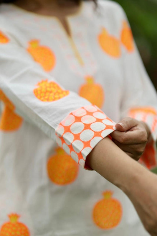 Tangerine Zest Co-ord Set - Ivory + Orange & Yellow