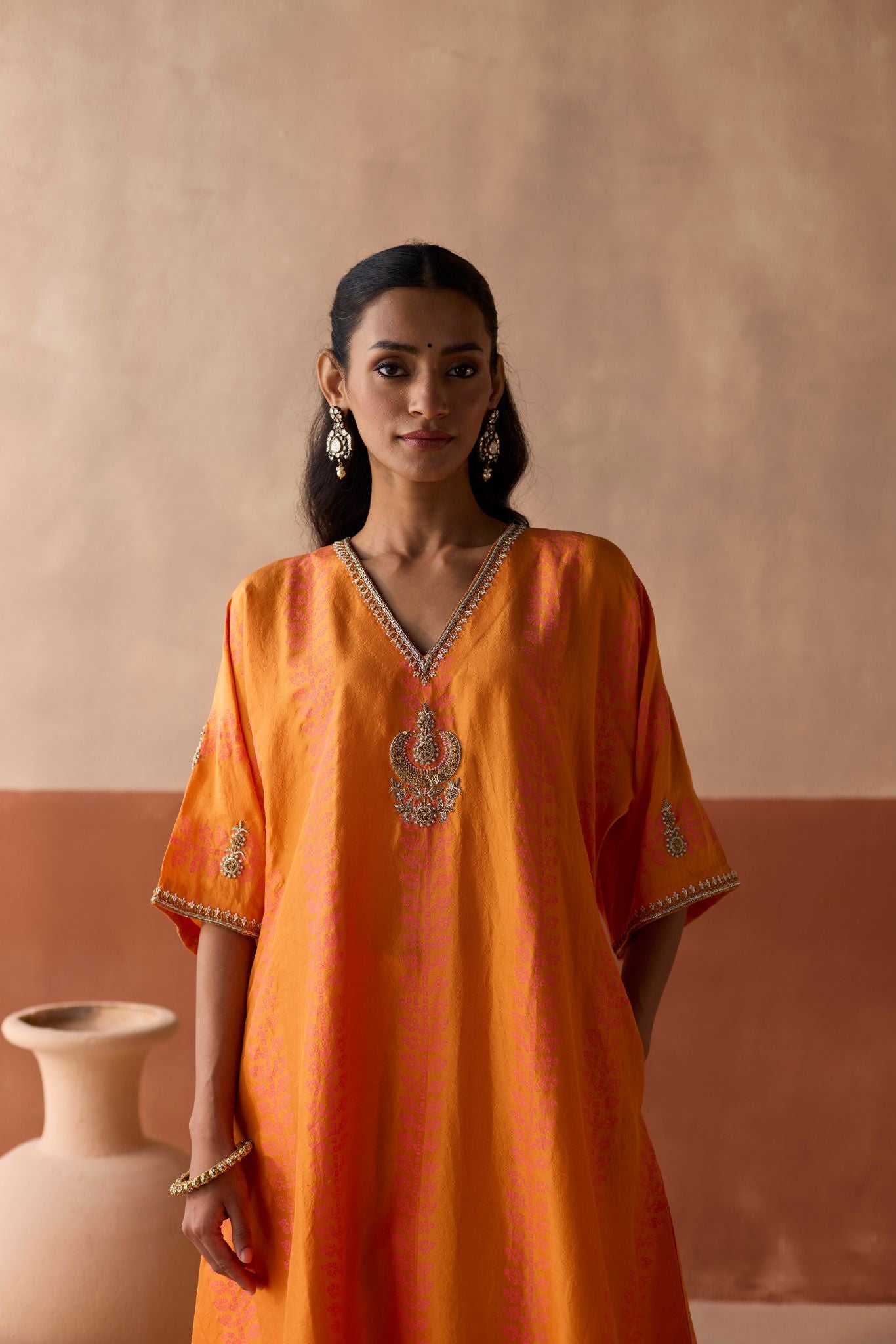 Stripe Chaand Kaftan - Marigold