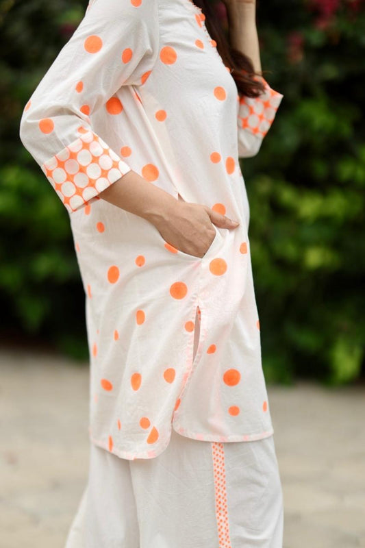 Orange Polka Co-ord Set - Ivory + Orange