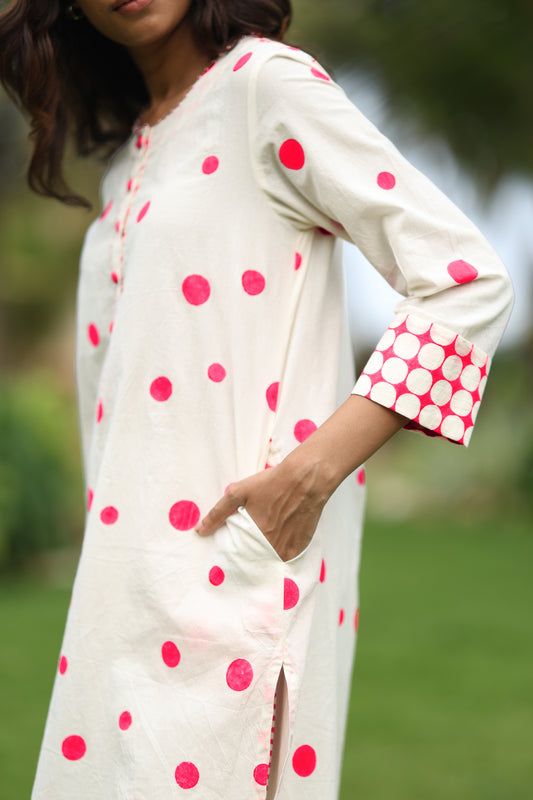 Pink Polka Co-ord Set - Ivory + Pink