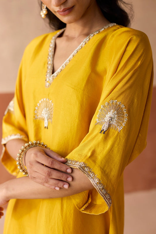 Peacock Kaftan - Yellow