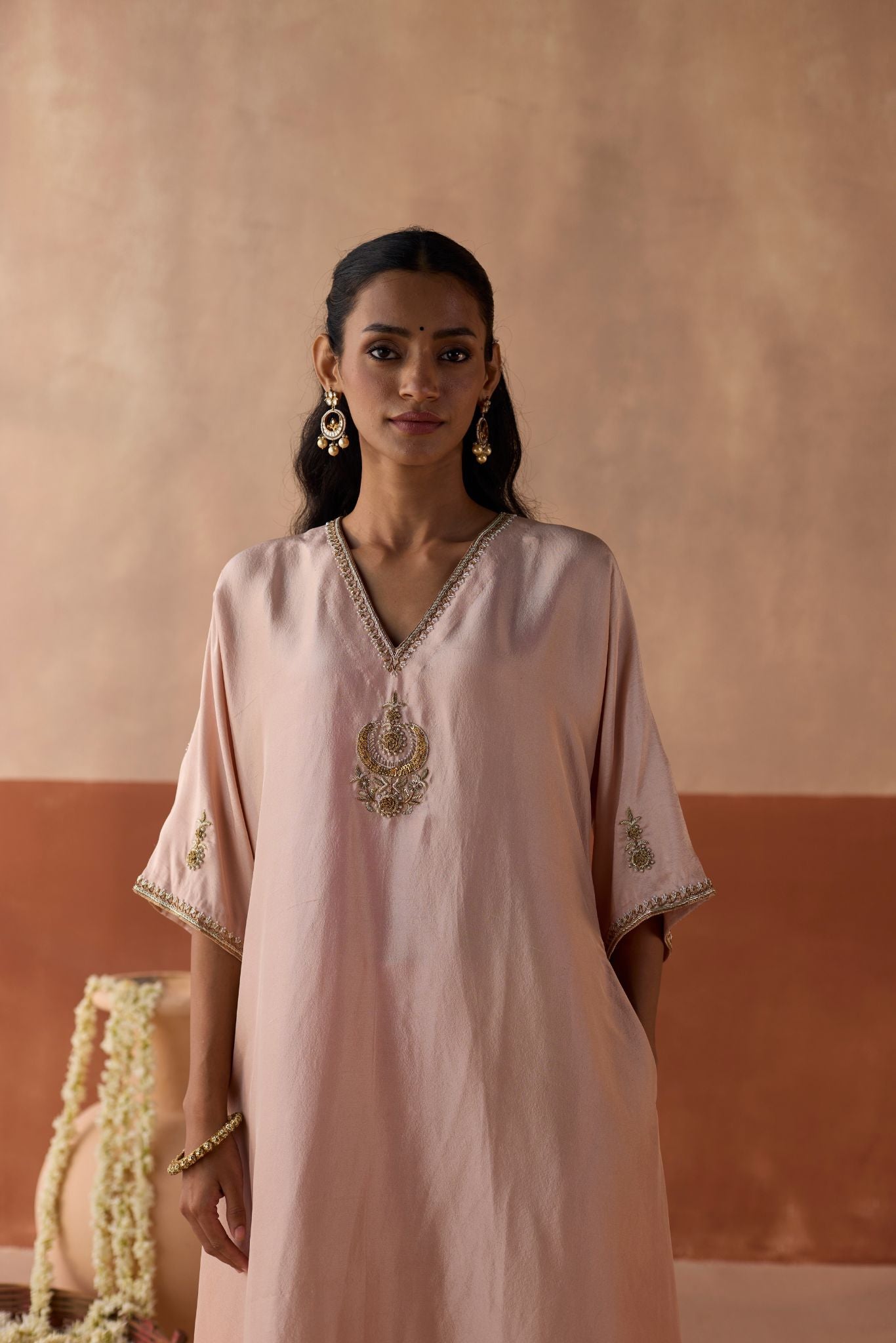 Plain Chaand Kaftan - Blush Pink