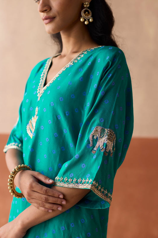 Royal Elephant Kaftan - Turquoise