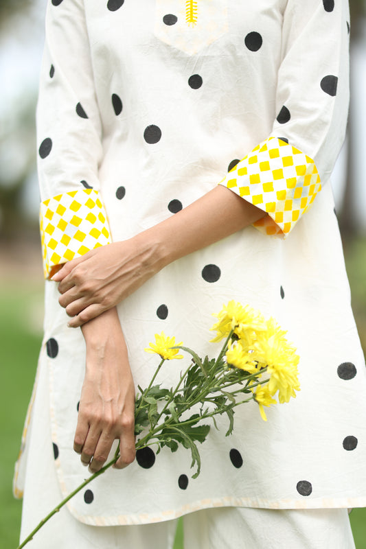 Black Polka Co-ord Set - Ivory + Black