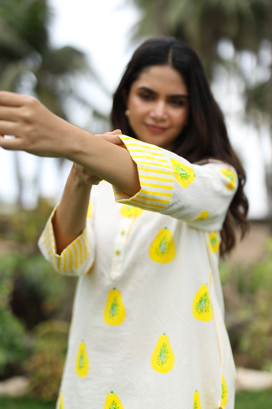 Sunny Grove Co-ord Set - Ivory + Yellow & Green