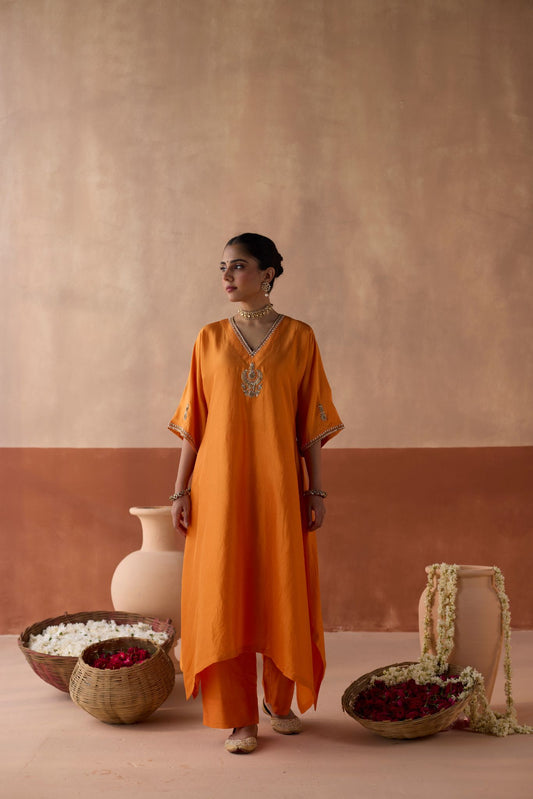 Plain Chaand Kaftan - Marigold