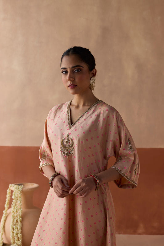 Butti Chaand Kaftan - Blush Pink