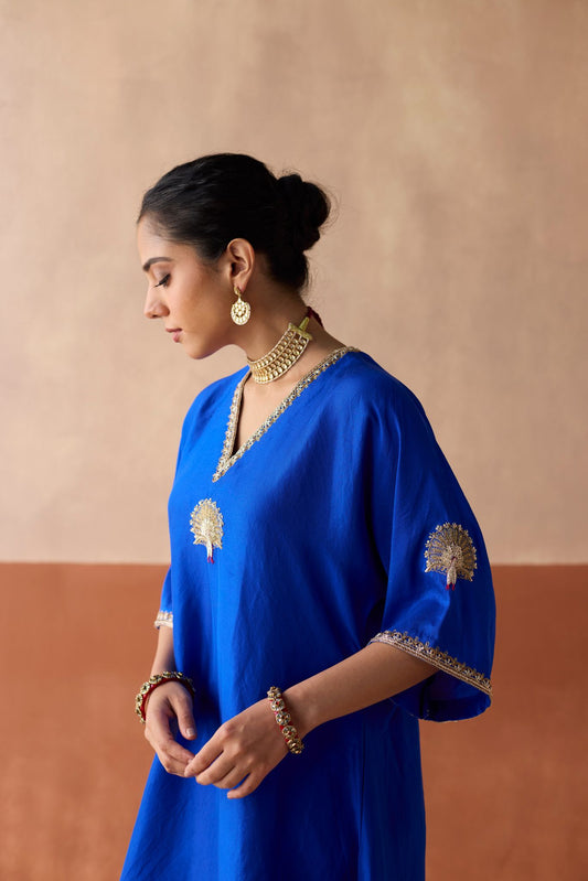 Peacock Kaftan - Cobalt Blue
