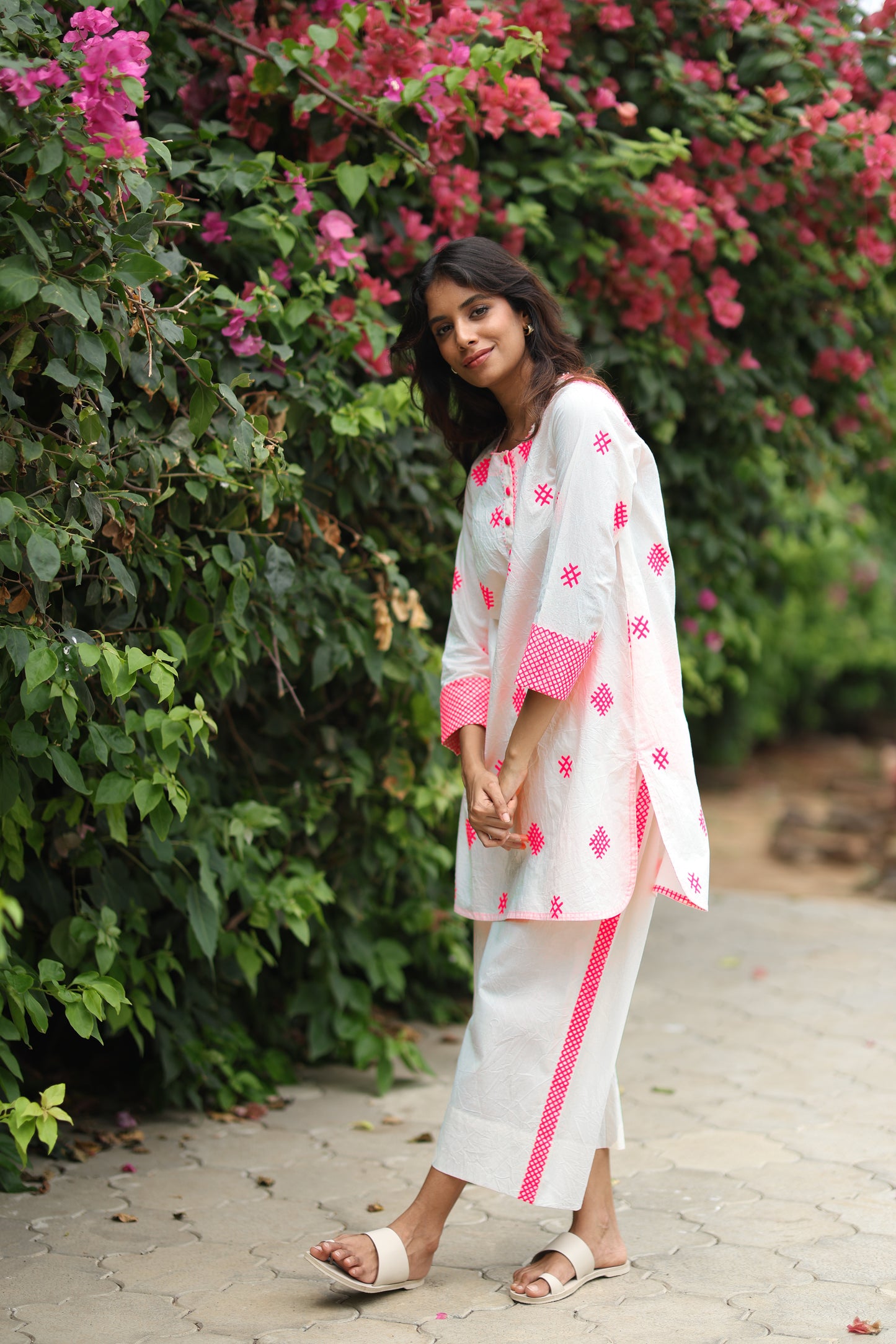 Pink Hashtag Co-ord Set - Ivory + Pink