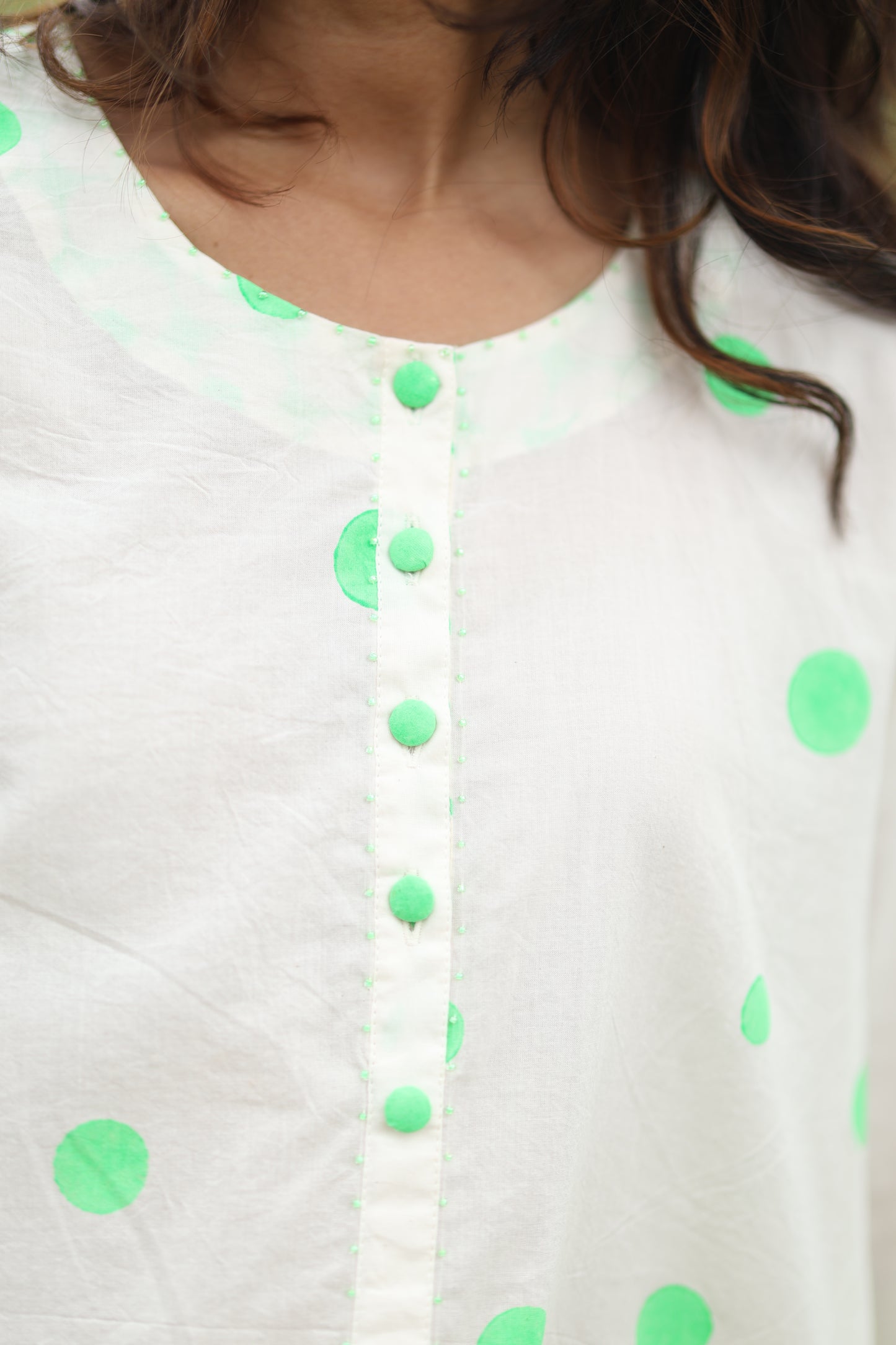 Green Polka Co-ord Set - Ivory + Green