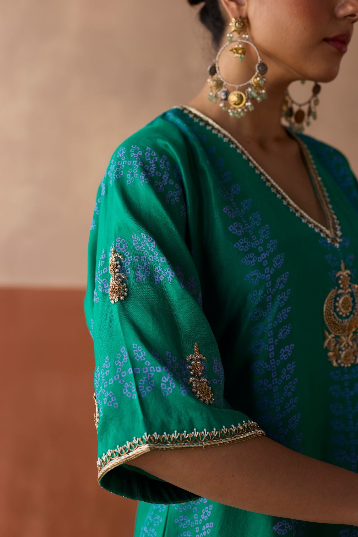 Stripe Chaand Kaftan - Turquoise