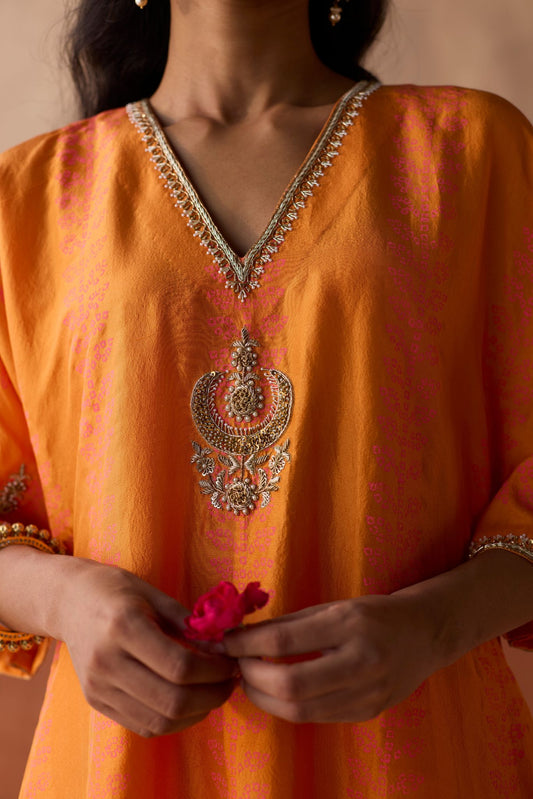 Stripe Chaand Kaftan - Marigold