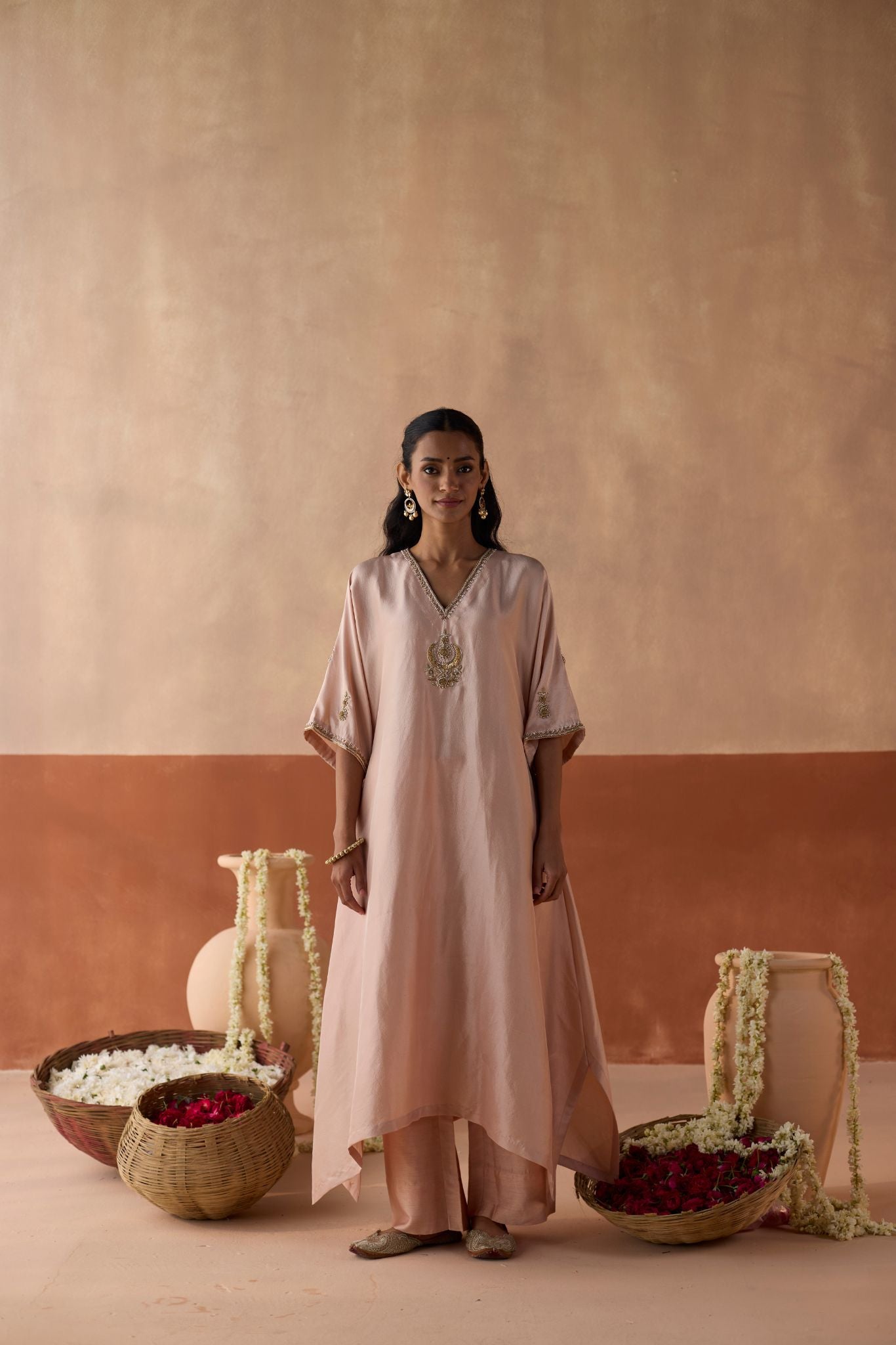Plain Chaand Kaftan - Blush Pink