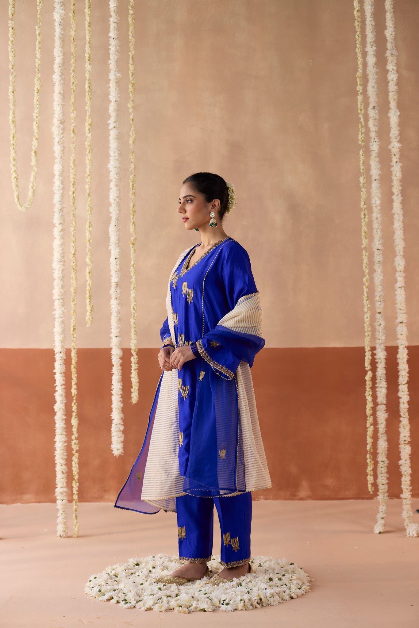 Kamal Banaras Silk Kurta - Blue