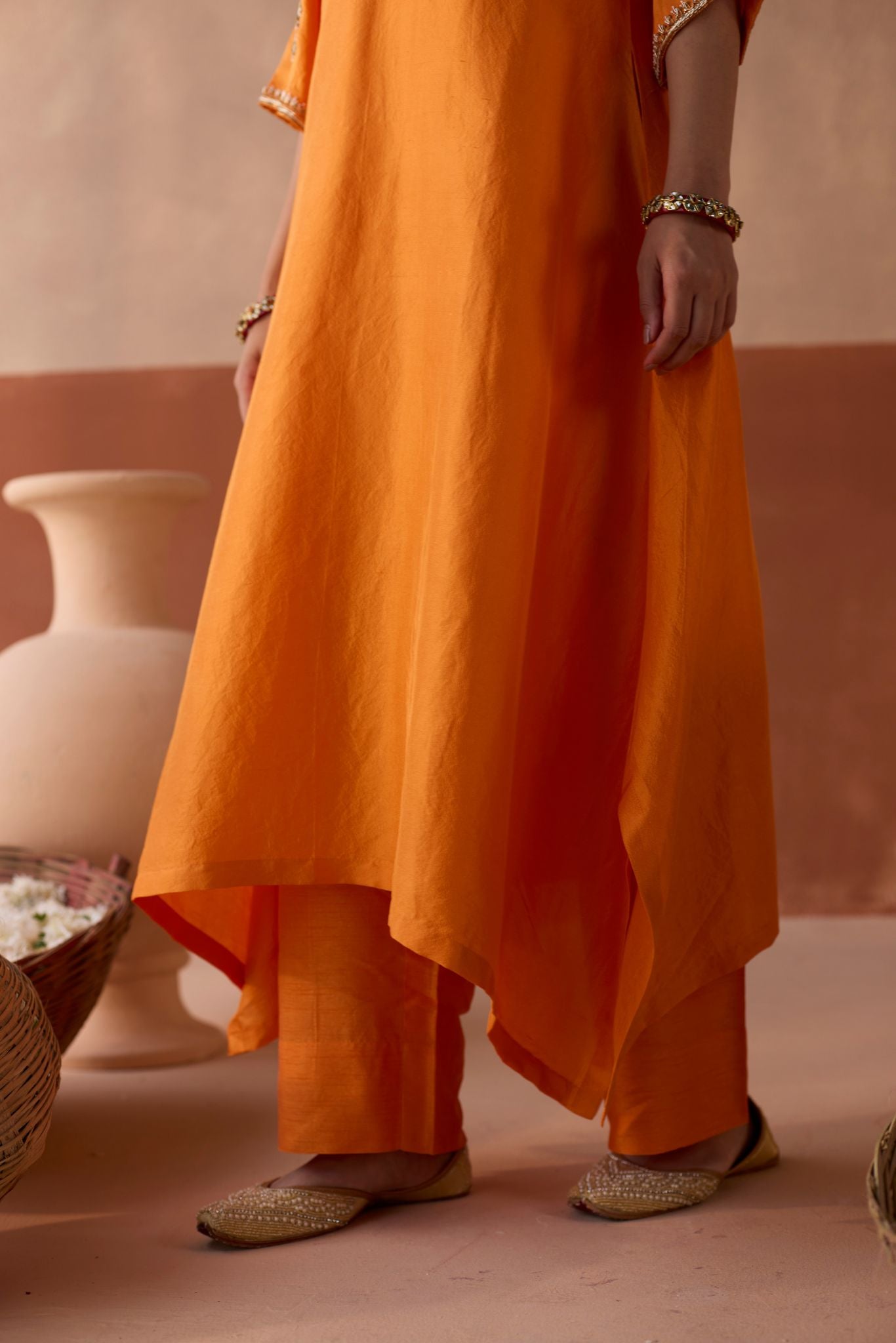 Plain Chaand Kaftan - Marigold