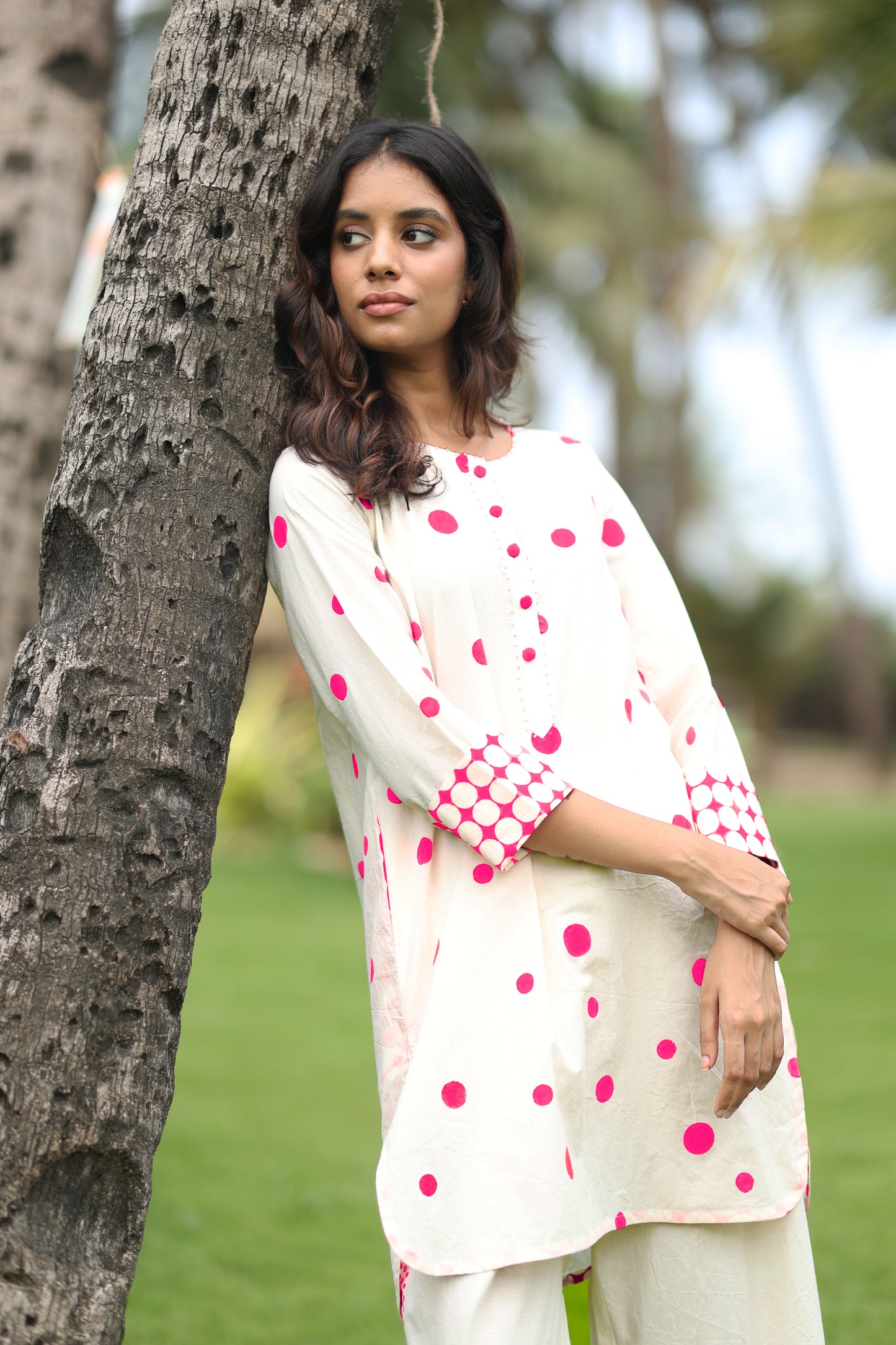 Pink Polka Co-ord Set - Ivory + Pink