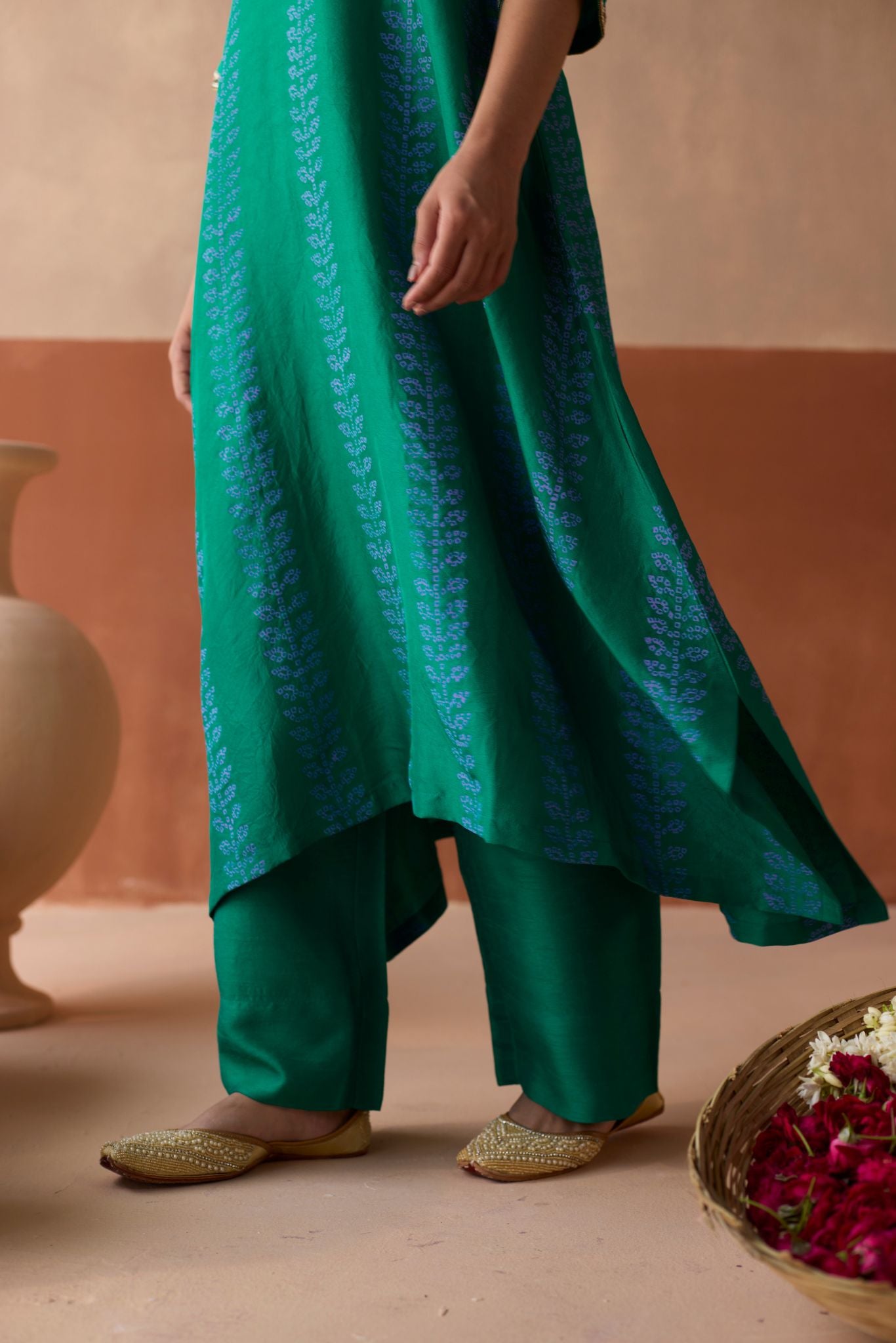 Stripe Chaand Kaftan - Turquoise