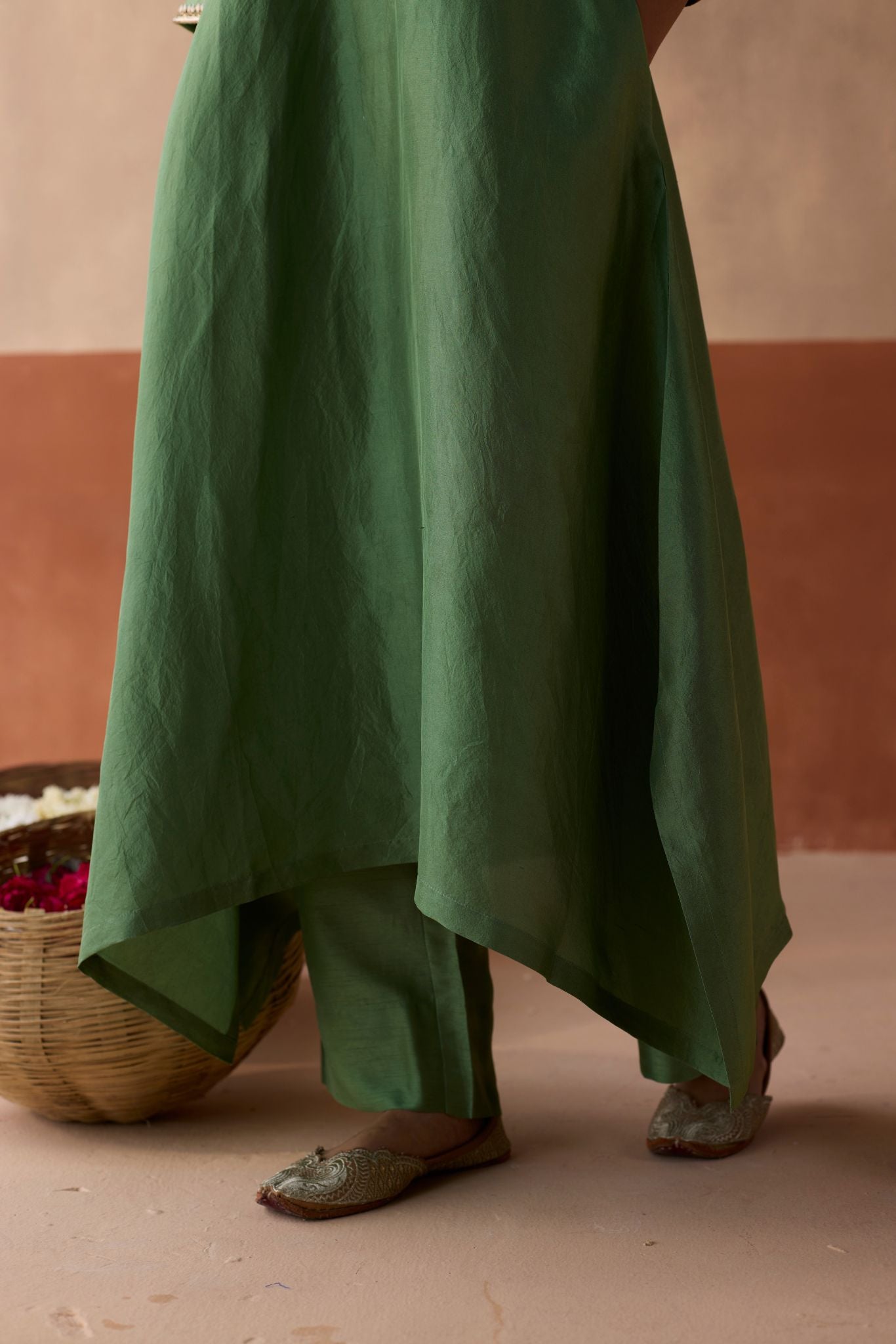Plain Chaand Kaftan - Sage Green