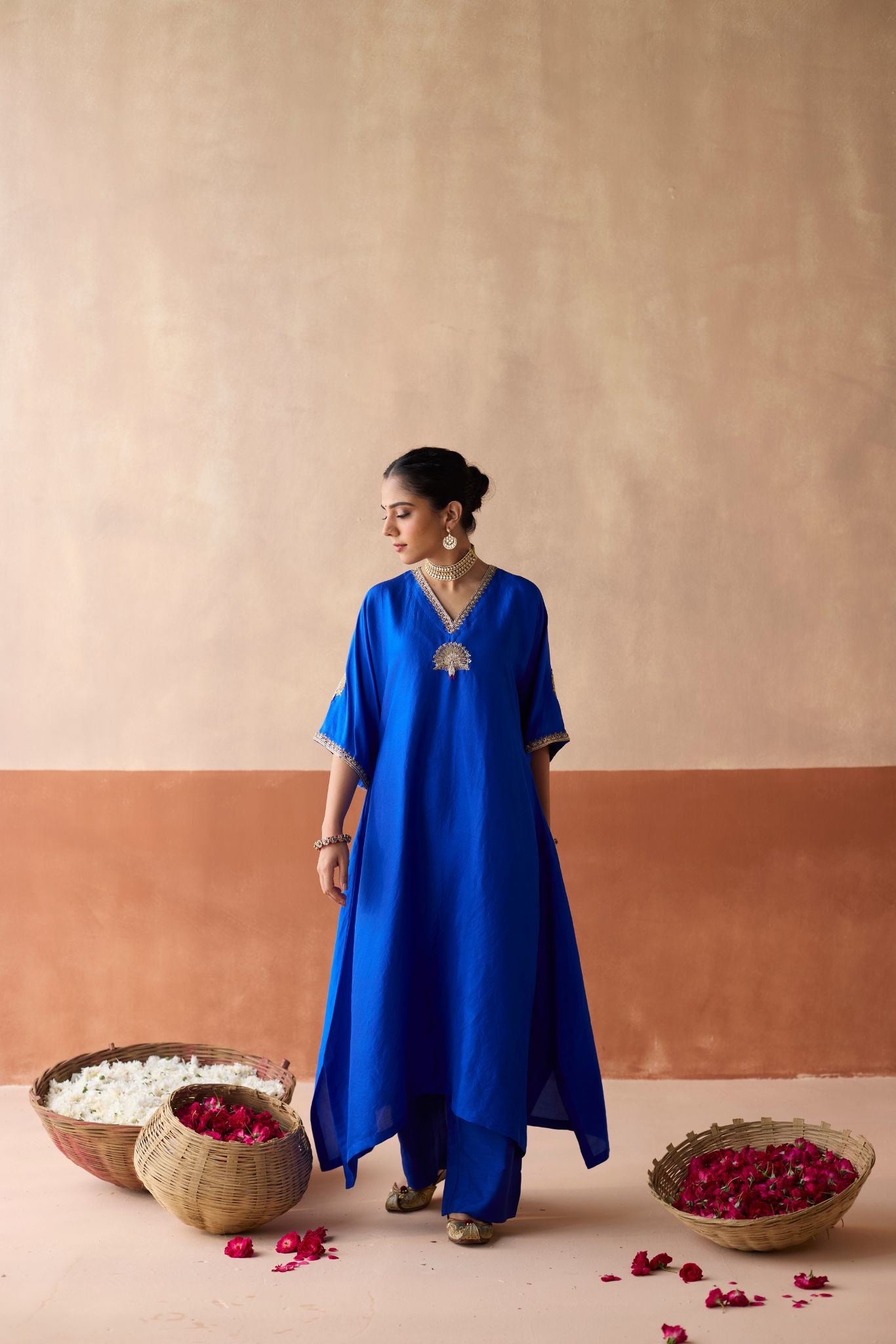 Peacock Kaftan - Cobalt Blue