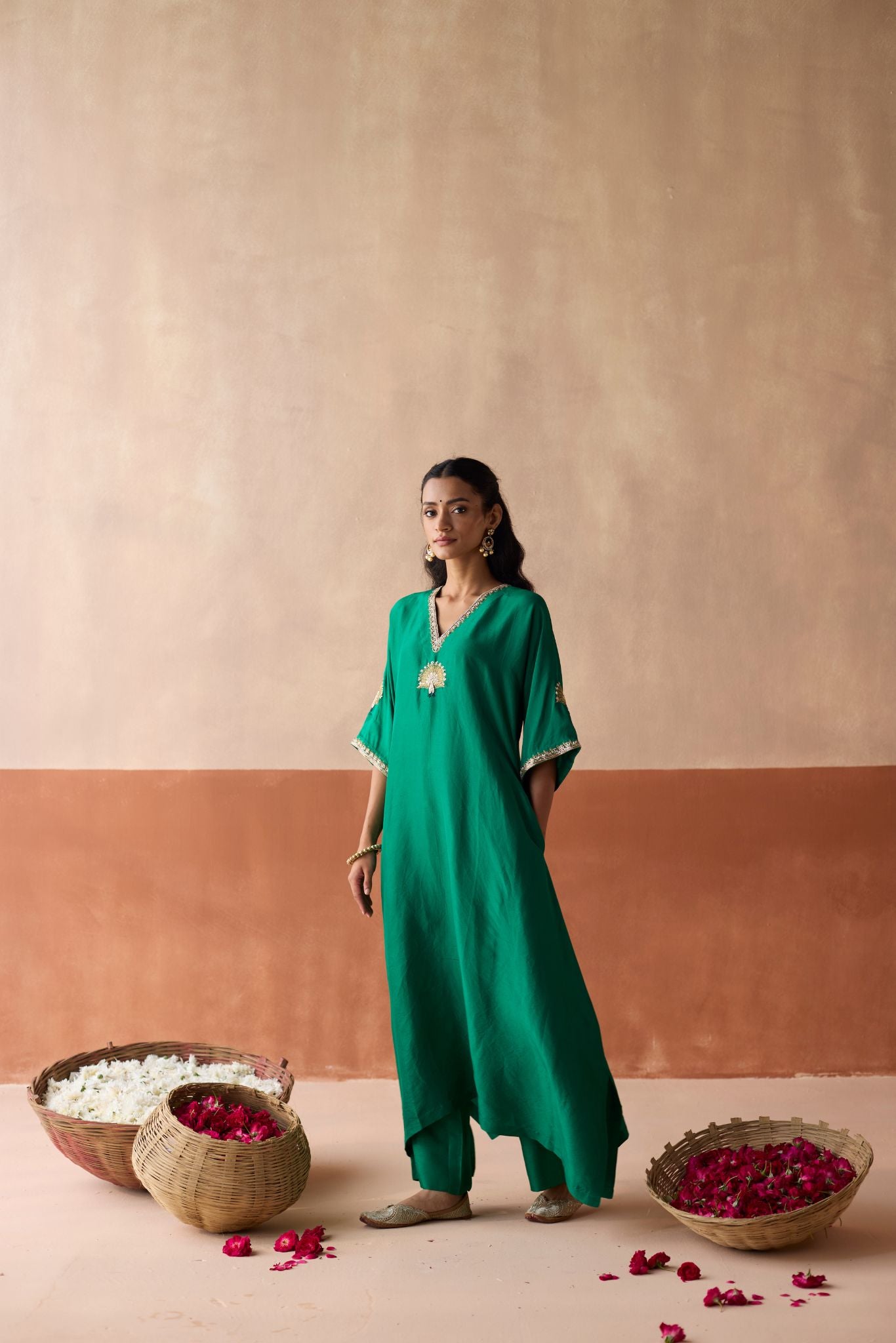 Peacock Kaftan - Emerald Green