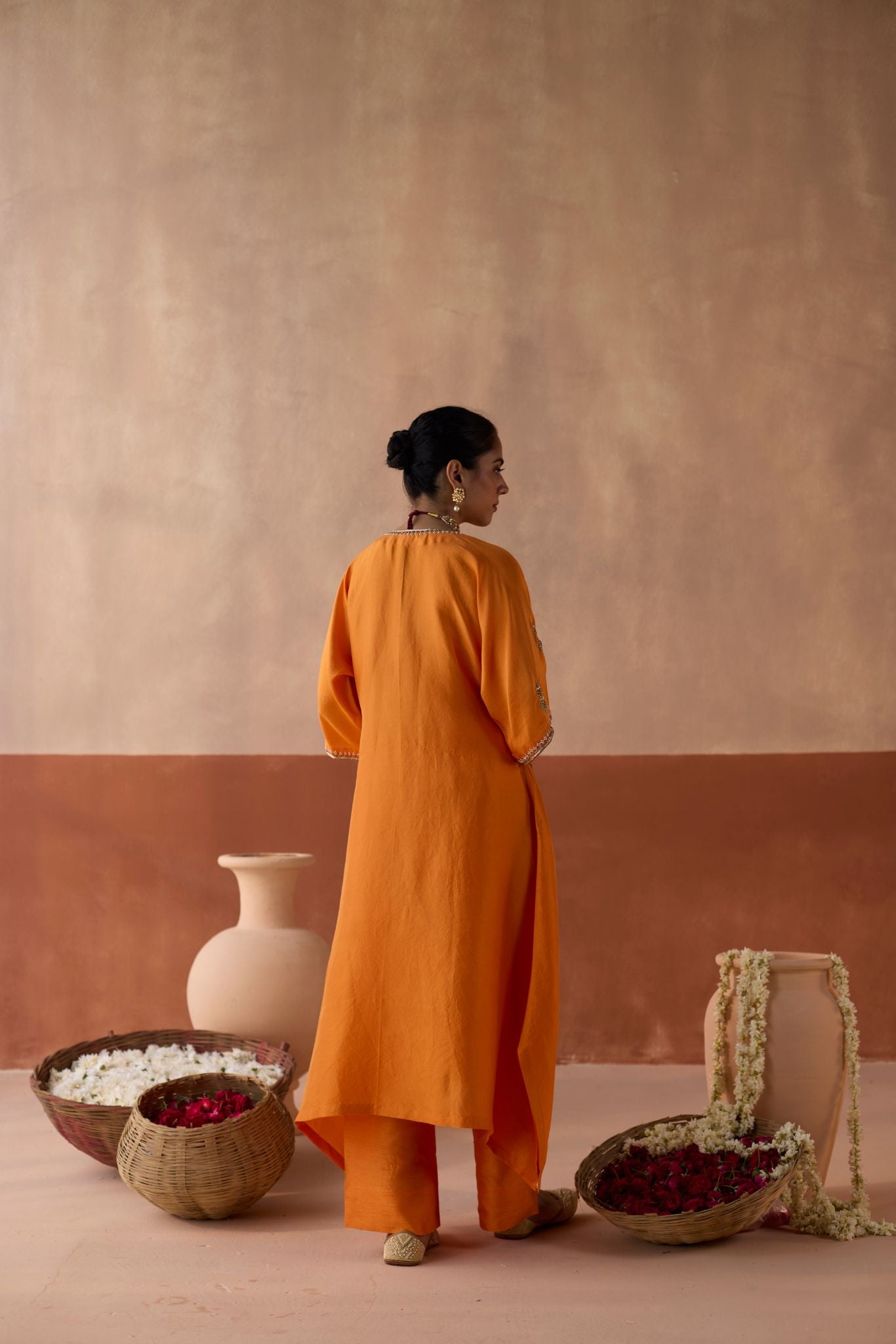 Plain Chaand Kaftan - Marigold
