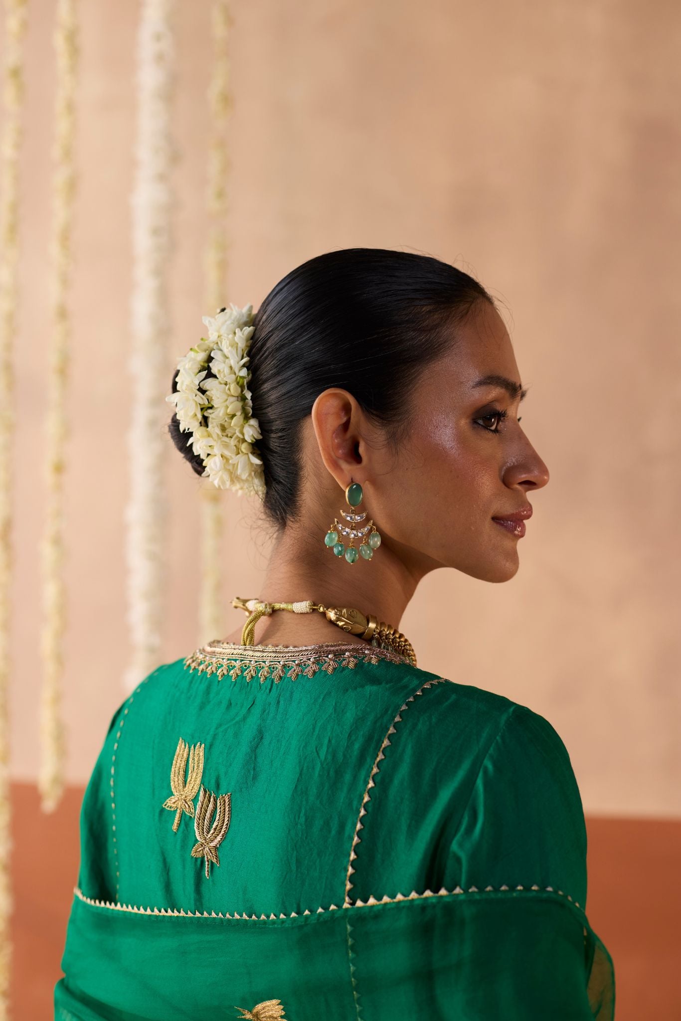 Kamal Banaras Silk Kurta - Green