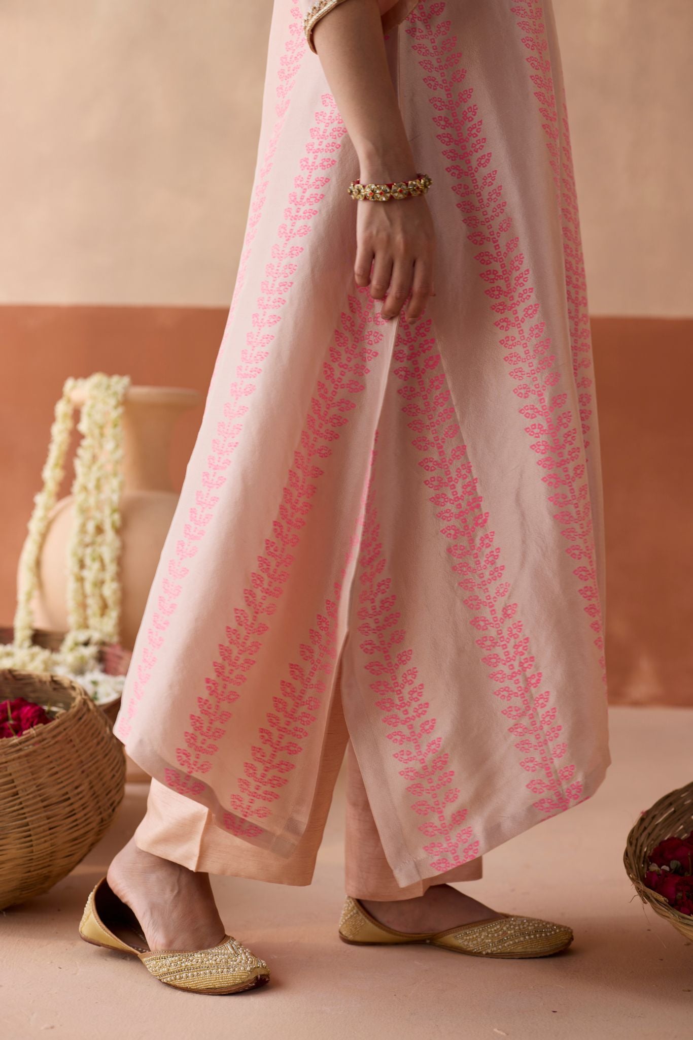 Stripe Chaand Kaftan - Blush Pink