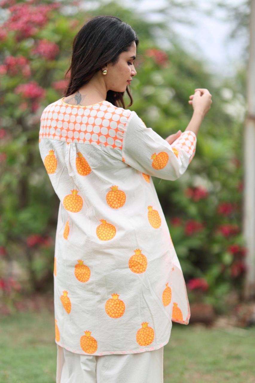 Tangerine Zest Co-ord Set - Ivory + Orange & Yellow