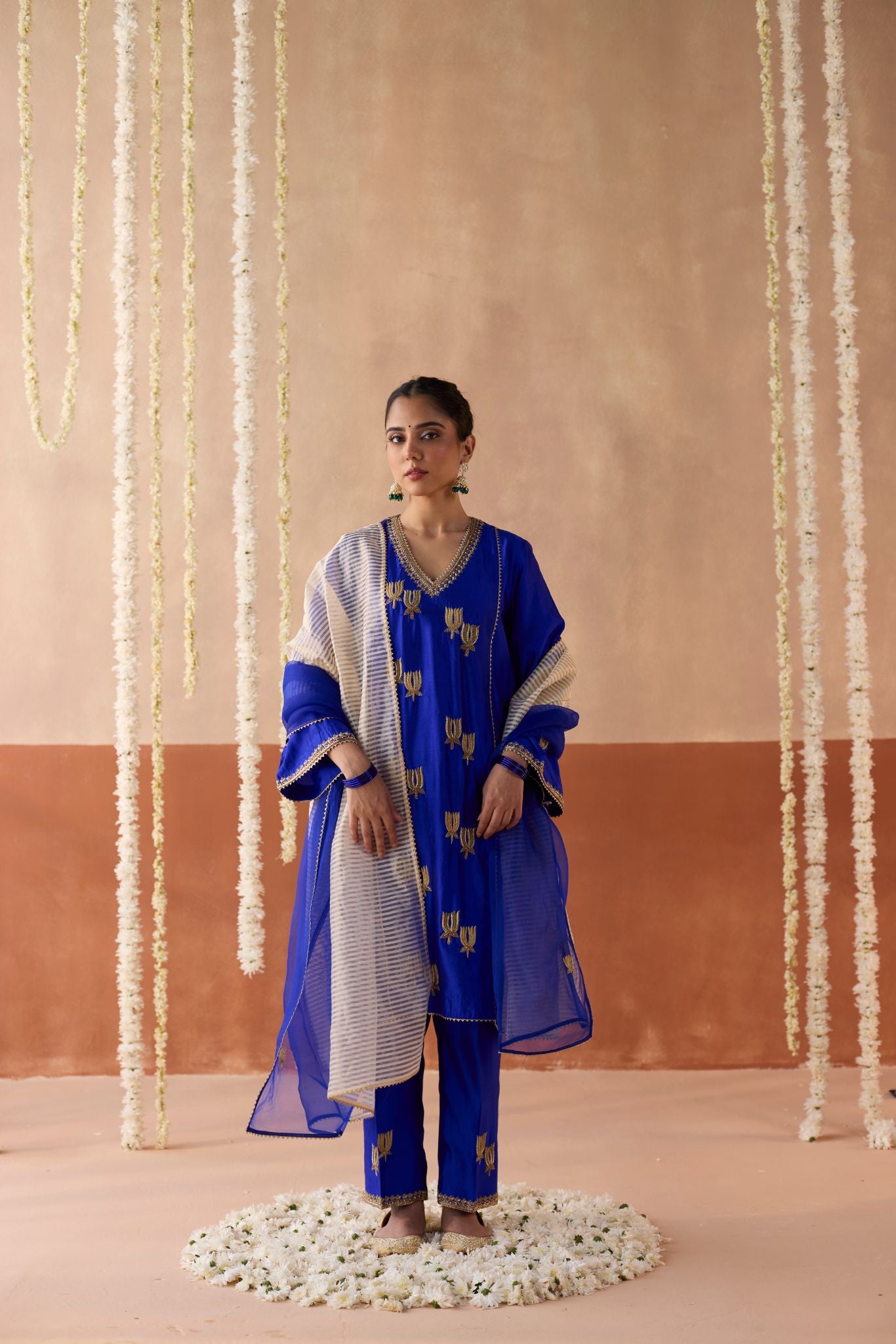Kamal Banaras Silk Kurta - Blue
