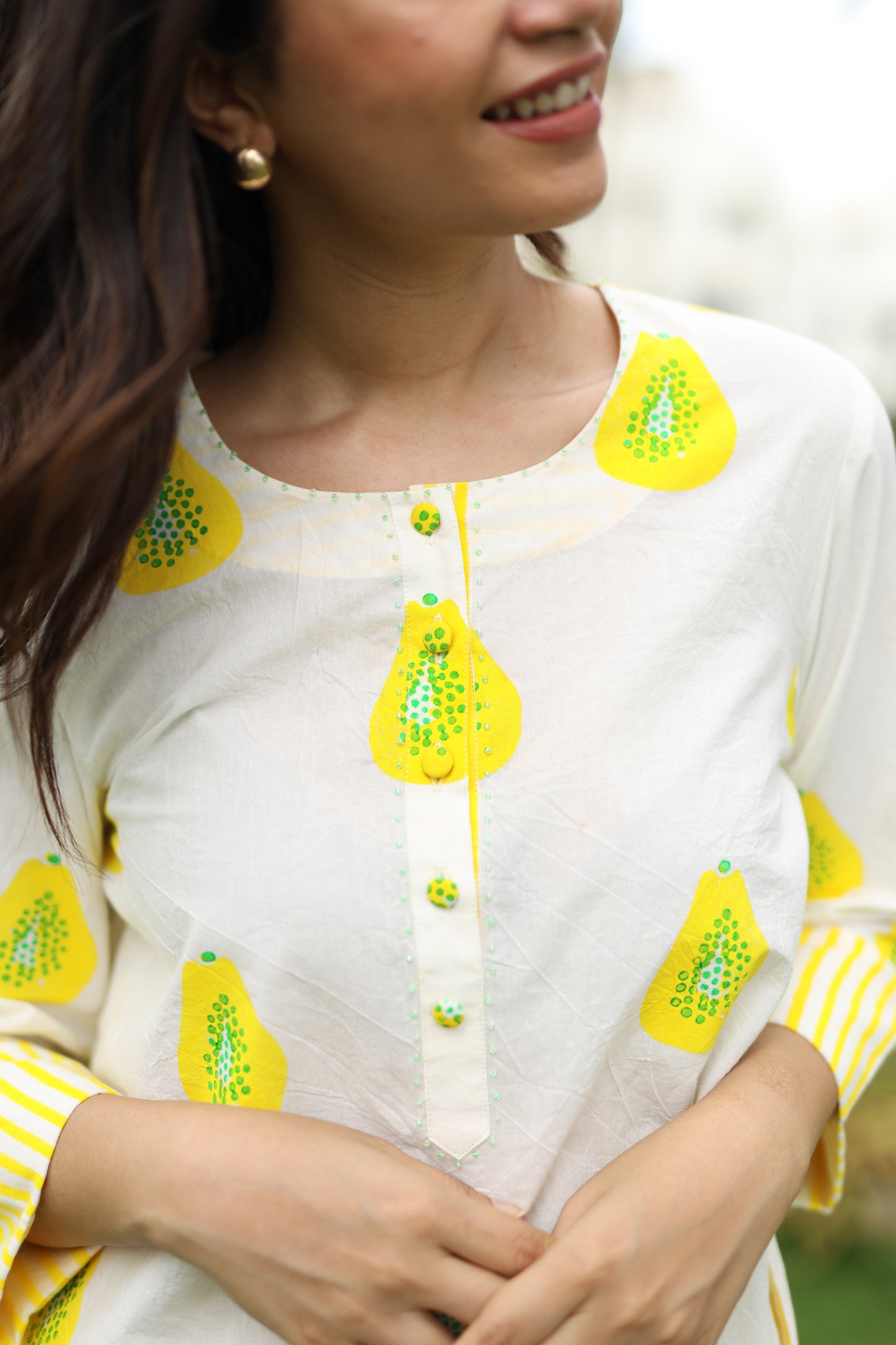 Sunny Grove Co-ord Set - Ivory + Yellow & Green