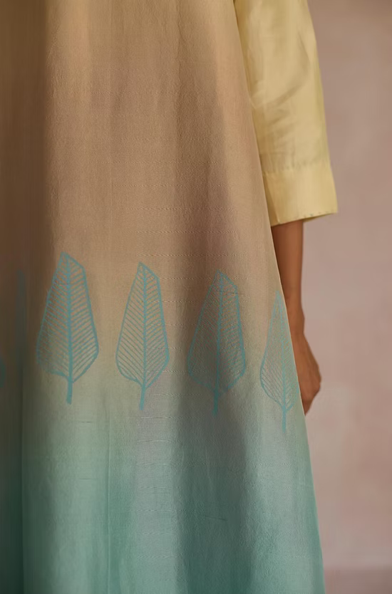 Dupion Leaf Set - Ombre Beige & Blue