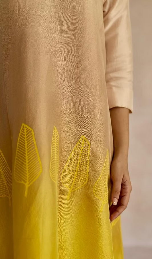 Dupion Leaf Set - Ombre Beige & Yellow