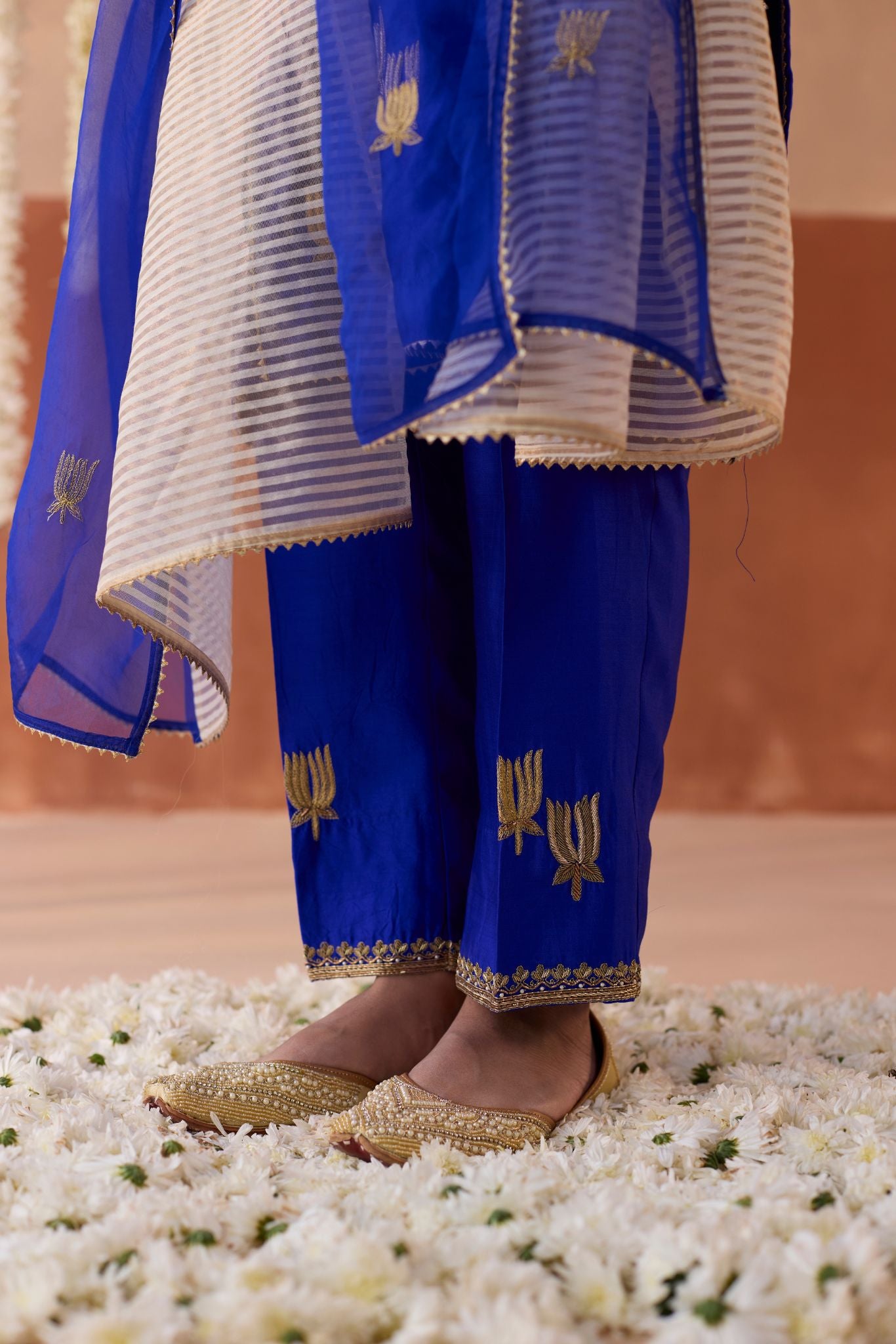 Kamal Banaras Silk Kurta - Blue