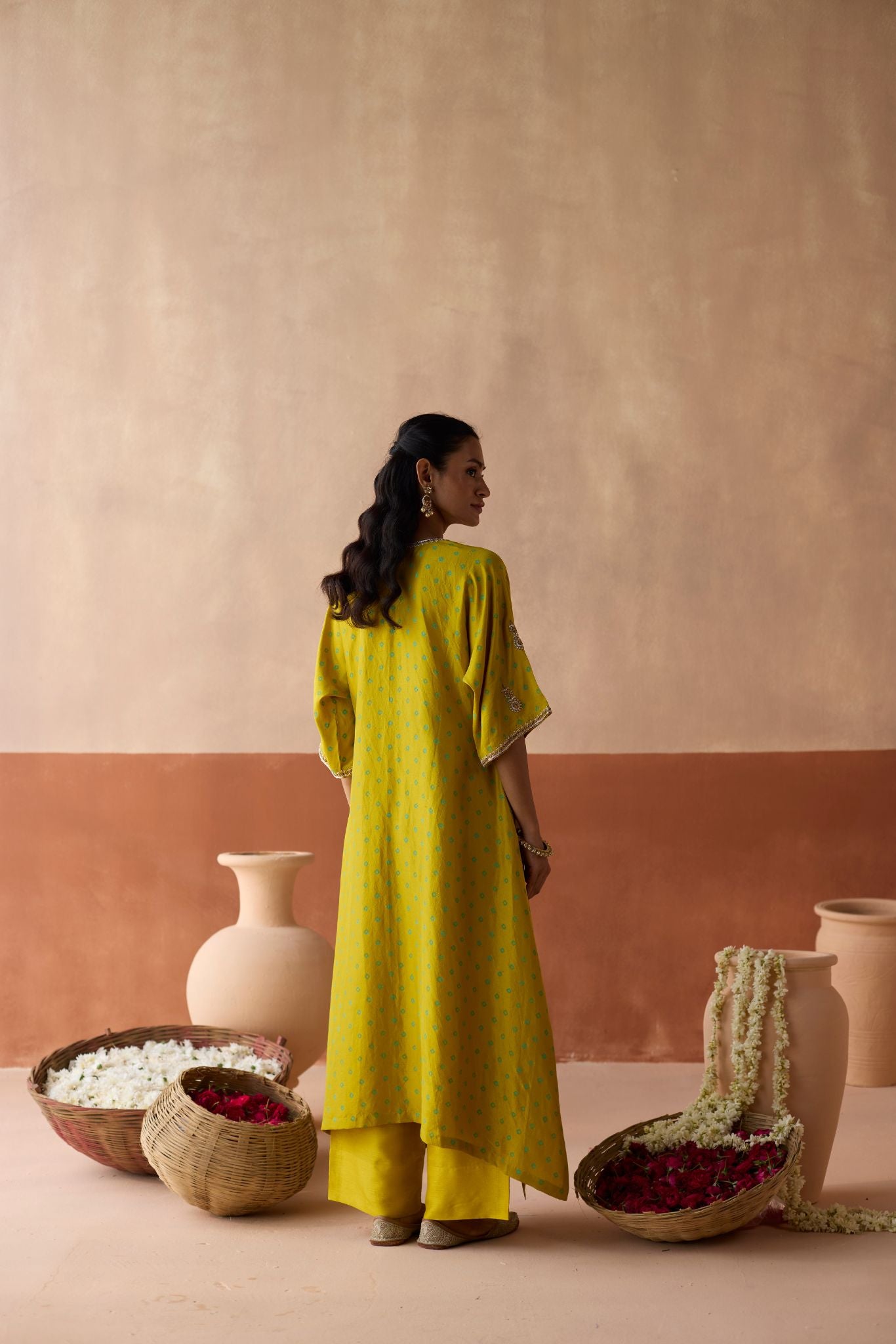 Butti Chaand Kaftan - Haldi Yellow