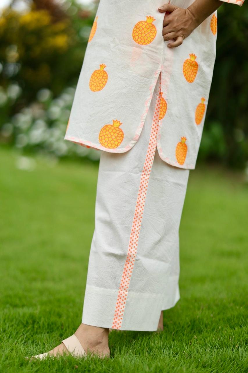 Tangerine Zest Co-ord Set - Ivory + Orange & Yellow