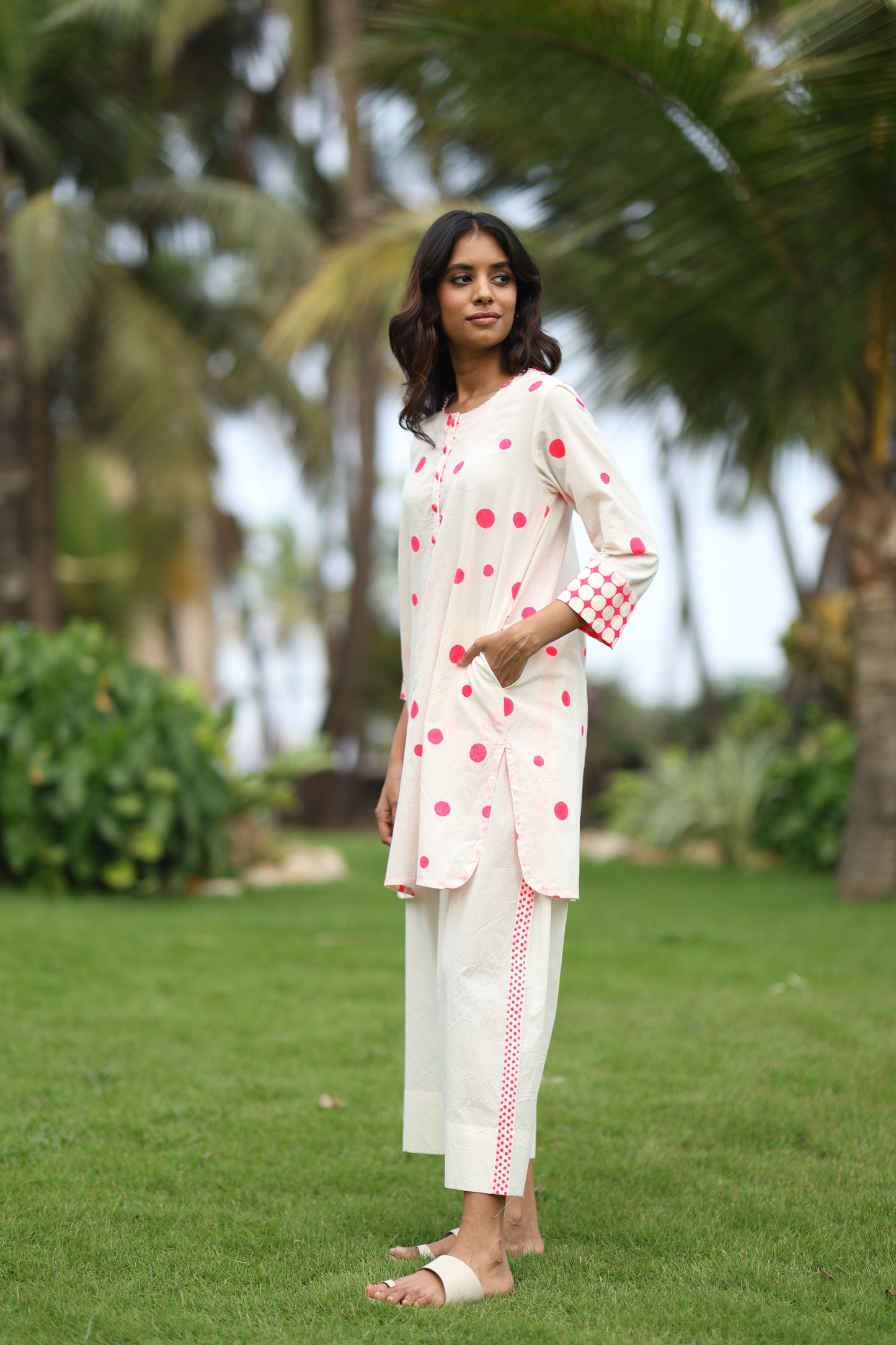 Pink Polka Co-ord Set - Ivory + Pink
