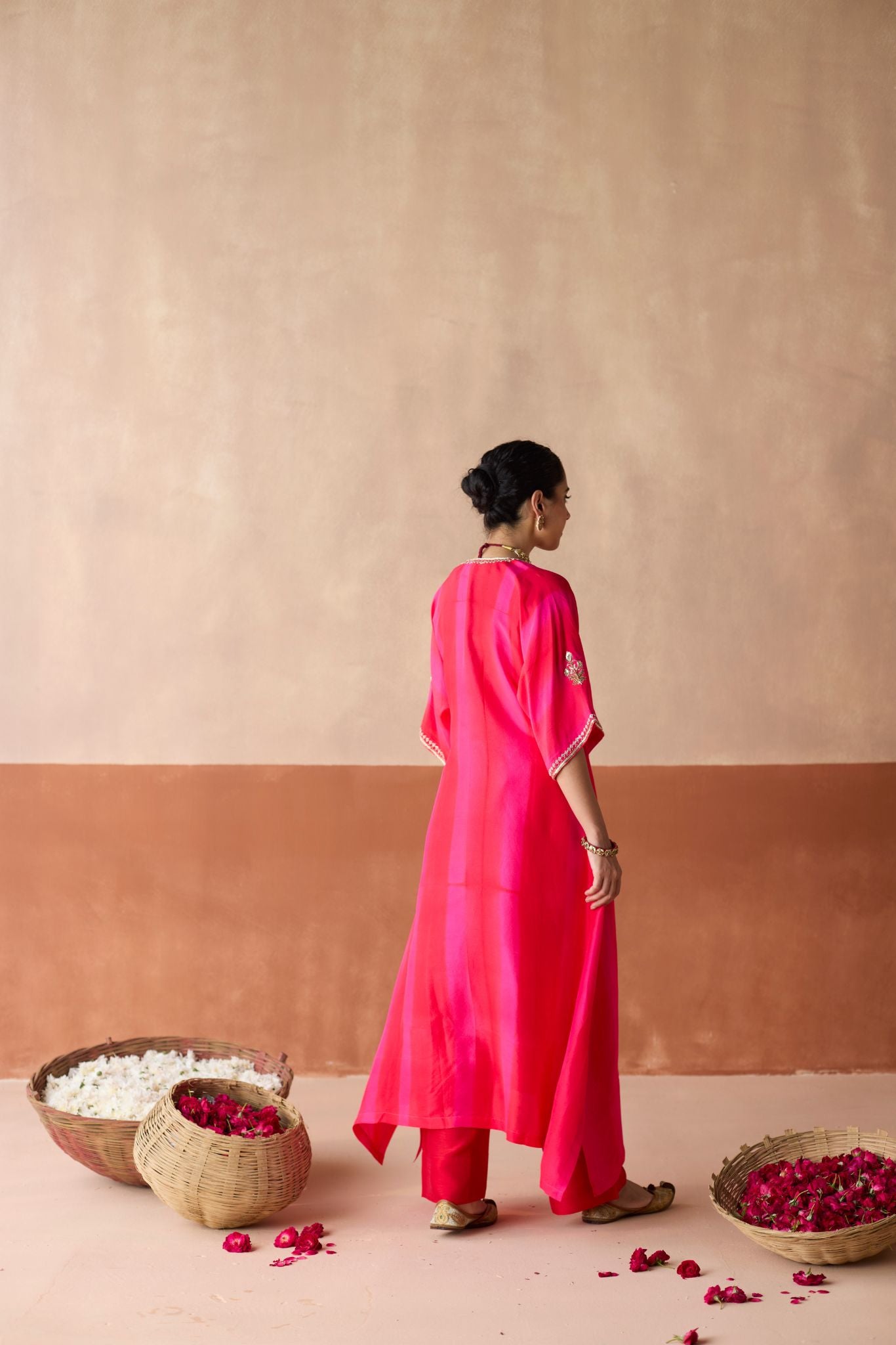 Tie Dye Kaftan - Red+ Pink