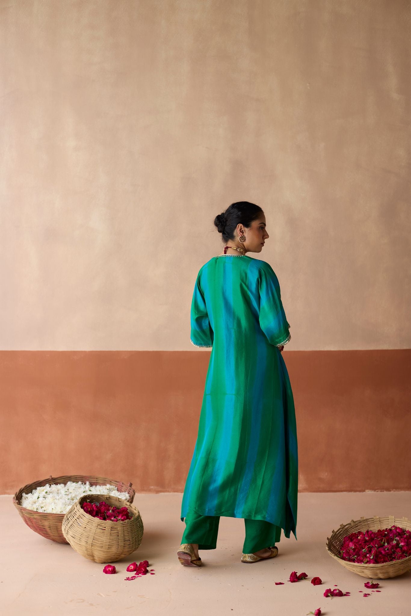 Tie Dye Kaftan - Emerald Green + Blue