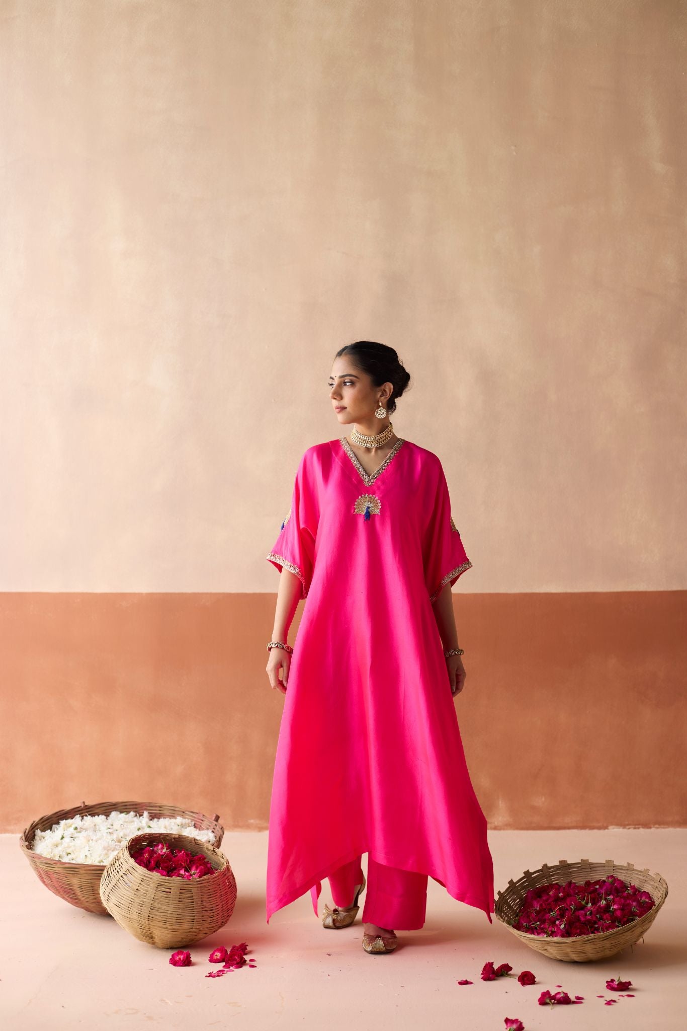 Peacock Kaftan - Fuscia Pink