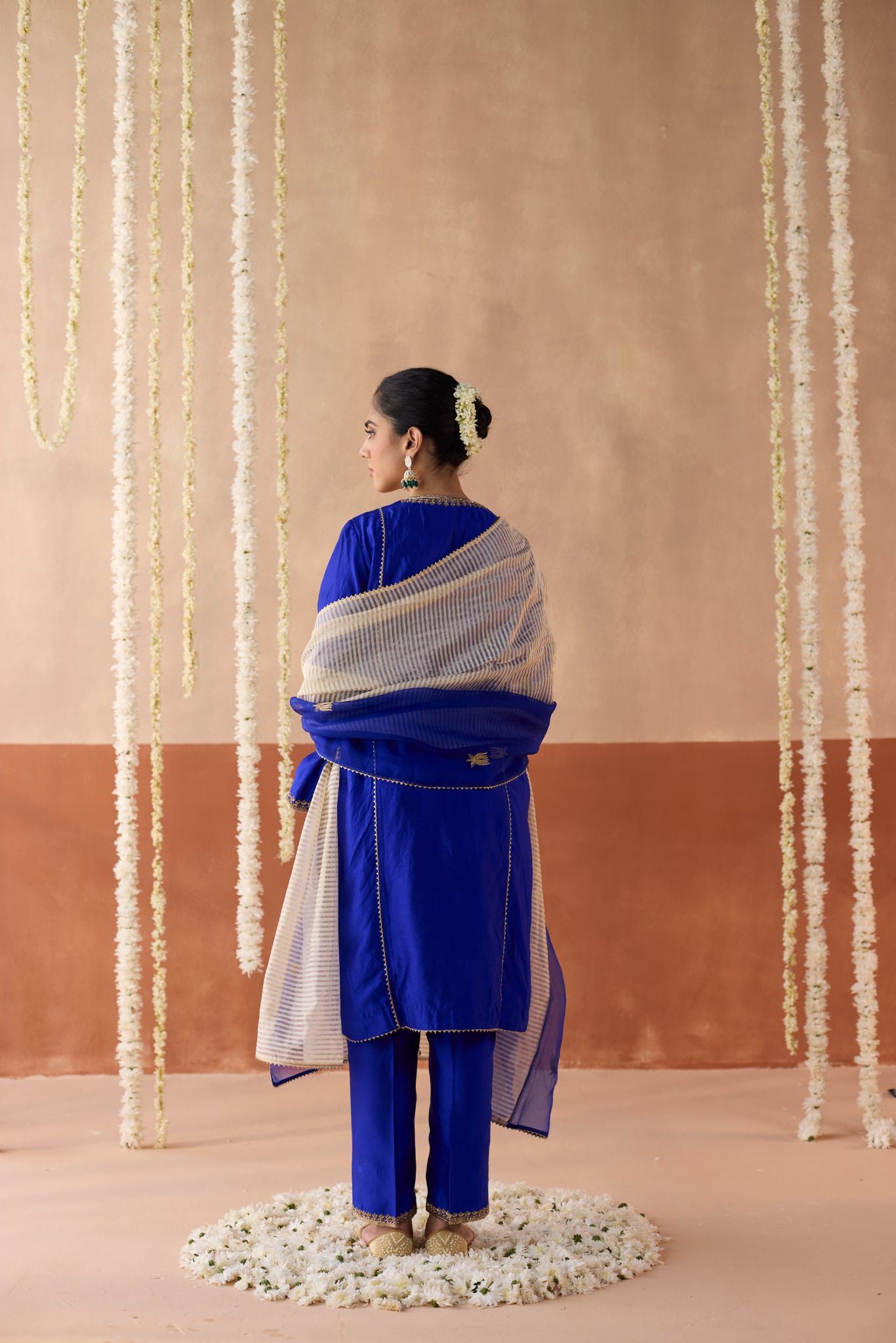 Kamal Banaras Silk Kurta - Blue