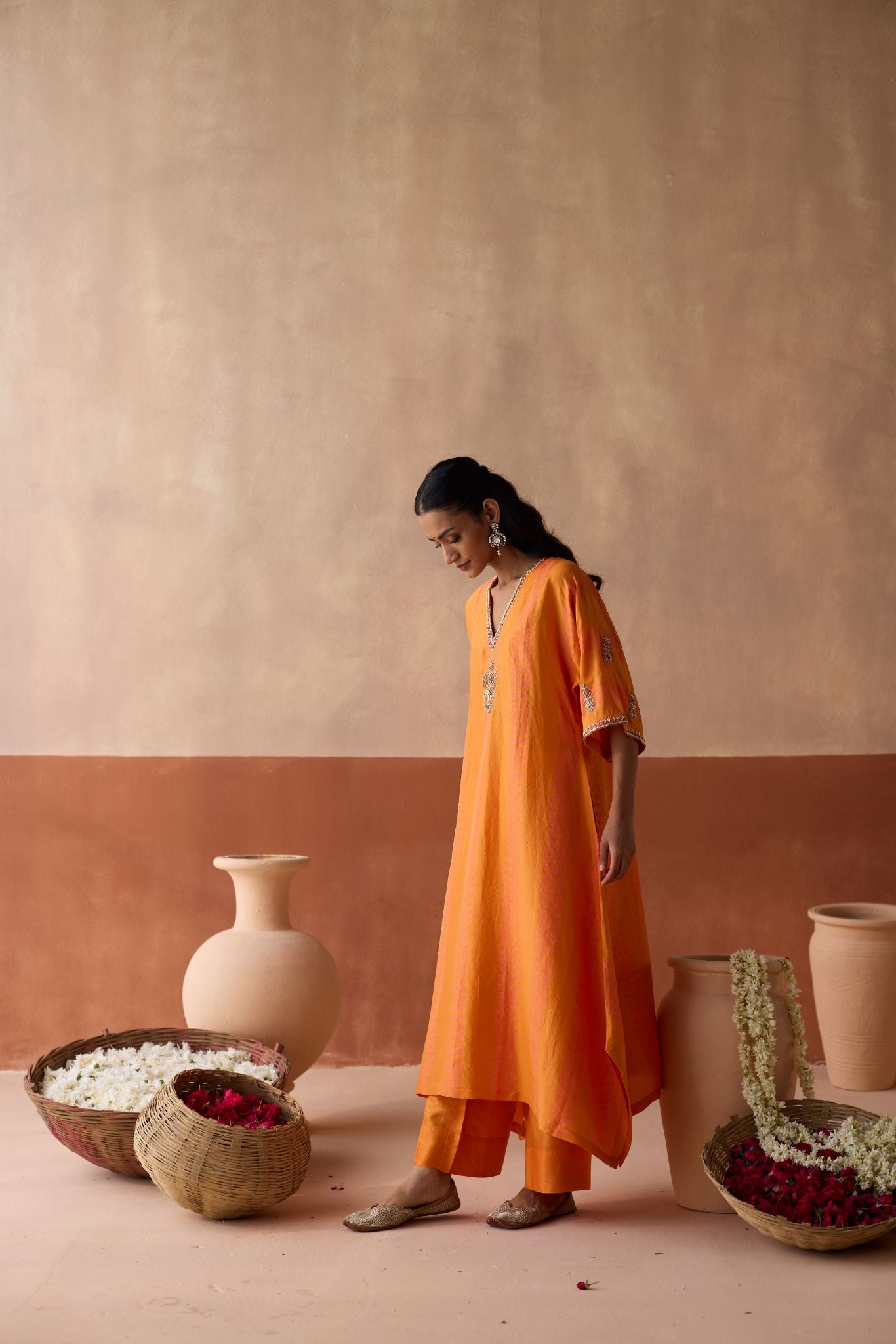 Stripe Chaand Kaftan - Marigold