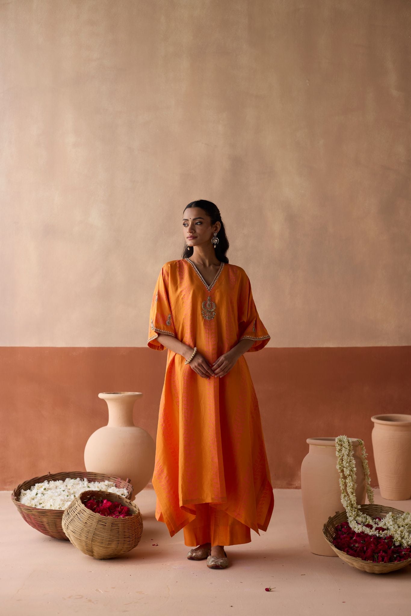 Stripe Chaand Kaftan - Marigold