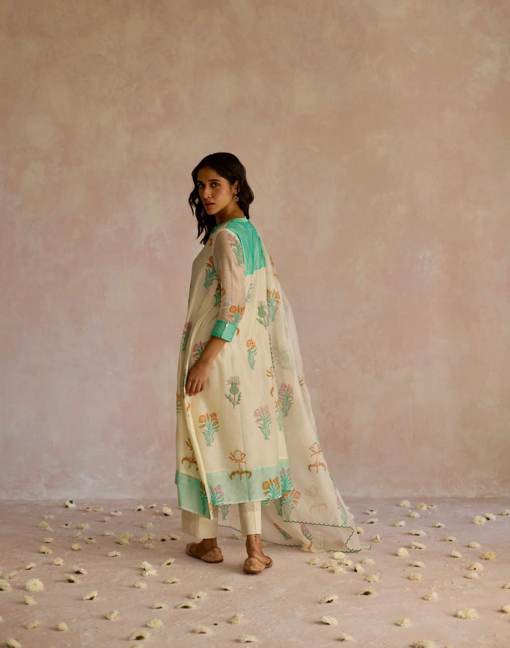 Azure Grace: Chanderi Kurta Set