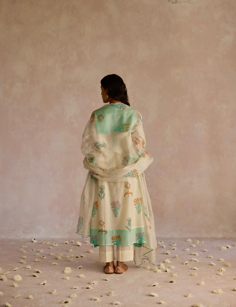 Azure Grace: Chanderi Kurta Set