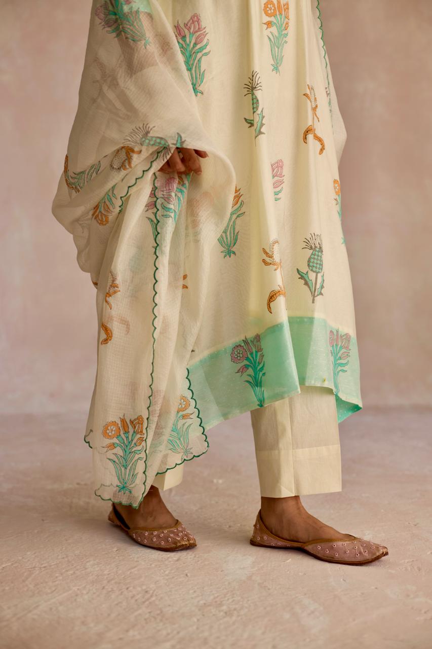 Azure Grace: Chanderi Kurta Set