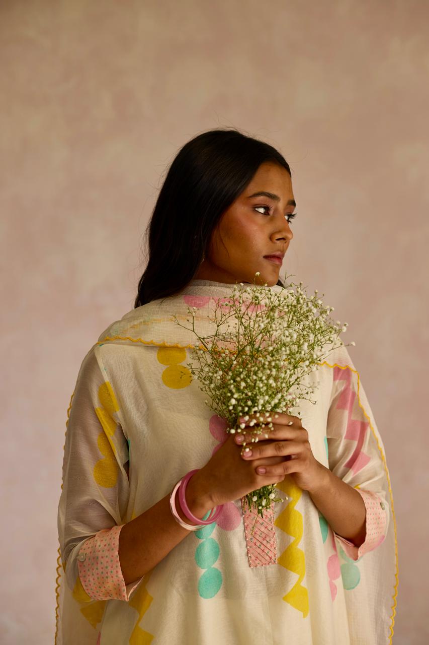Blush Charm: Chanderi Kurta Set